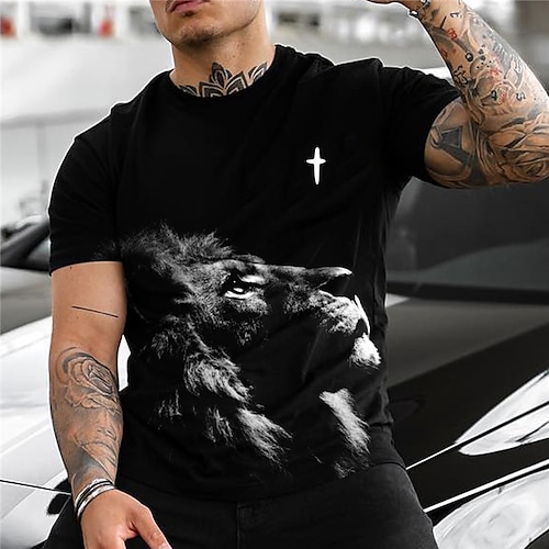 

Men's Unisex T shirt Tee Animal Graphic Prints Crew Neck Black 3D Print Outdoor Street Short Sleeve Print Clothing Apparel Sports Designer Casual Big and Tall / Summer / Summer