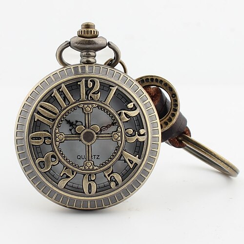 

Bronze Arabic Numerals Creative Design Necklace Hollow Digital Pendant White Retro Quartz Pocket Watch