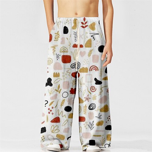 

Kids Boys Pants Gray Light gray Galaxy Geometric Drawstring Fall Winter 3D Print Street 3-10 Years