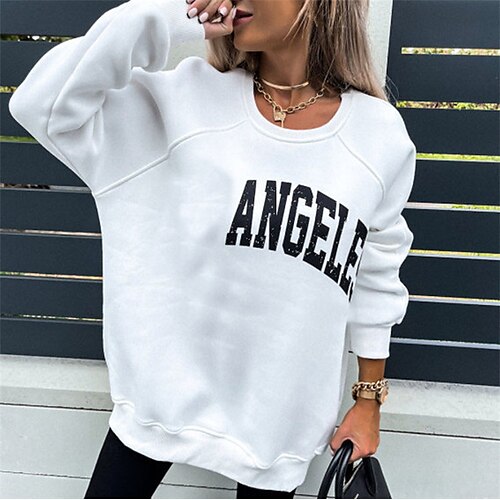 

Women's Sweatshirt Letter Casual Daily Sports Casual Streetwear Hoodies Sweatshirts Green White Black