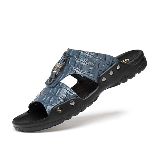 

Per uomo Sandali Pantofole e infradito Scarpe comfort Informale Stile da spiaggia Esterno Giornaliero Di pelle Nero Marrone Blu Primavera Estate