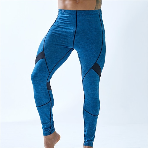 

Men's Running Tights Leggings Base Layer Base Layer Athletic Athleisure Spandex Breathable Quick Dry Moisture Wicking Fitness Gym Workout Running Sportswear Activewear Color Block Black Blue Grey