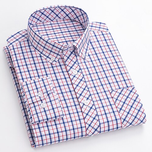 

Men's Dress Shirt Plaid Check Shirt Turndown Red / White Green Blue Army Green Light Brown Daily Work Long Sleeve Button-Down Clothing Apparel Business Formal Comfortable Wrinkle-Free