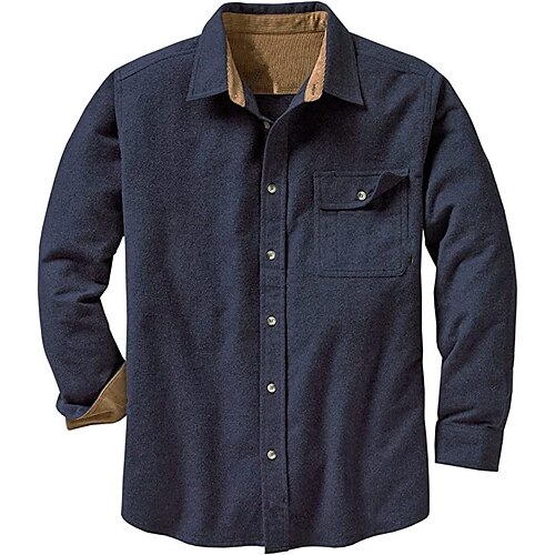 

Men's Flannel Shirt Shirt Jacket Shacket Solid Color Turndown Blue Army Green Red Gray Black Street Daily Long Sleeve Button-Down Clothing Apparel Fashion Casual Comfortable / Beach