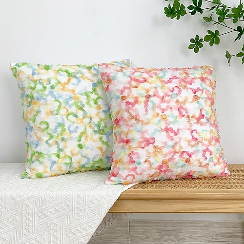 

Throw Pillow Cover Colorful Embroidery Farmhouse Square Quality Pillow Case for Bedroom Livingroom Cushion Cover