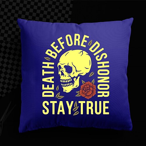 

Halloween UV Reactive Cushion Cover 1PC Soft Decorative Skull Square Throw Pillow Cover Cushion Case Pillowcase for Bedroom Livingroom Superior Quality Machine Washable Indoor Cushion for Sofa Couch Bed Chair