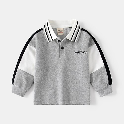

Kids Boys Sweatshirt Letter Outdoor Long Sleeve Active 3-6 Years Winter Gray