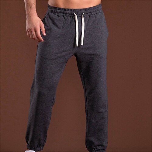 

Men's Sweatpants Joggers Trousers Jogging Pants Casual Pants Drawstring Elastic Waist Straight Leg Solid Color Comfort Breathable Casual Daily Streetwear Cotton Blend Sports Fashion Green Black