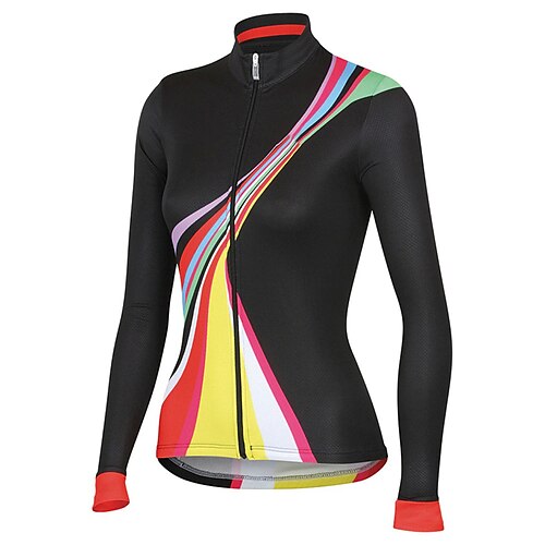 

21Grams Women's Cycling Jersey Long Sleeve Bike Top with 3 Rear Pockets Mountain Bike MTB Road Bike Cycling Quick Dry Moisture Wicking Black Stripes Sports Clothing Apparel / Stretchy / Athleisure