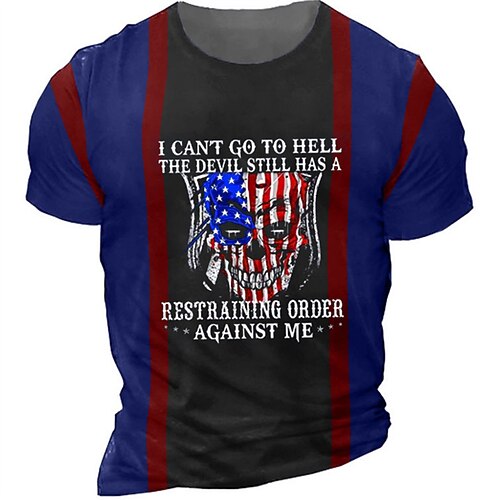 

Men's Unisex T shirt Tee 3D Print Graphic Prints Skull National Flag Crew Neck Street Daily Print Short Sleeve Tops Designer Casual Big and Tall Sports Blue / Summer