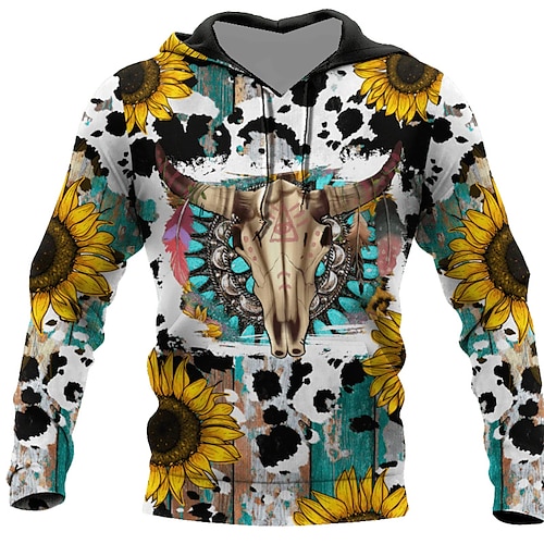 

Men's Unisex Pullover Hoodie Sweatshirt Hooded Graphic Prints Cow Print Daily Sports 3D Print Streetwear Designer Hoodies Sweatshirts Long Sleeve Yellow