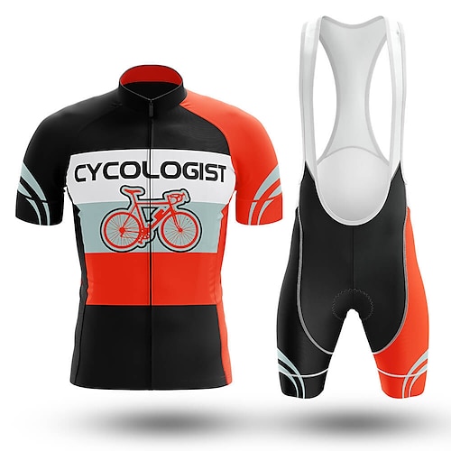 

21Grams Men's Cycling Jersey with Bib Shorts Short Sleeve Mountain Bike MTB Road Bike Cycling Red Graphic Bike Clothing Suit 3D Pad Breathable Quick Dry Moisture Wicking Back Pocket Polyester Spandex