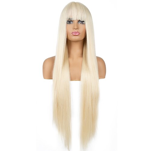 

Sleek Swiss For Black Women Wigs Straight Synthetic Lace Front Hair 38 Inch Ombre Lace Front Wig Cosplay Blonde Lace Front Wig