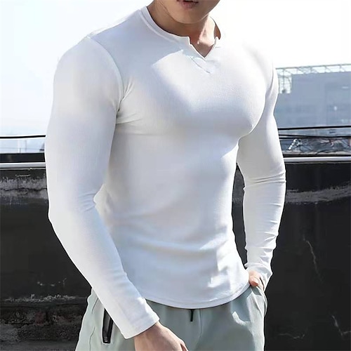 

Herren T Shirt langarmshirt Glatt V Ausschnitt Strasse Festtage Langarm Bekleidung Brautkleider schlicht Komfortabel