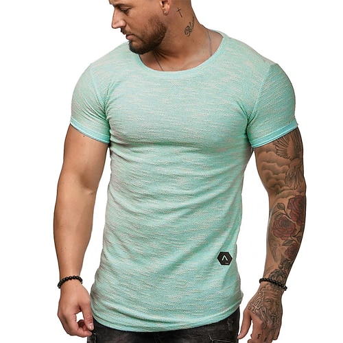 

Men's T shirt Tee Solid Colored Crew Neck Street Casual Short Sleeve Tops Fashion Breathable Comfortable Big and Tall Blue / Summer / Spring / Summer