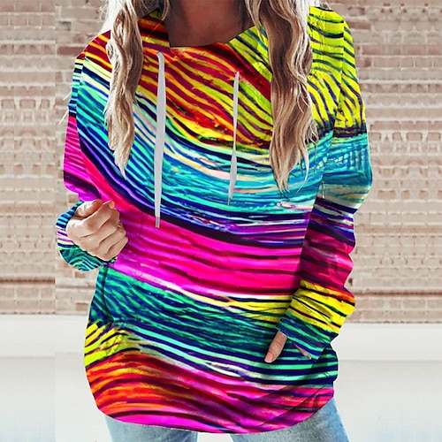 

Women's Hoodie Sweatshirt Blue Graphic Sports Long Sleeve 3XL