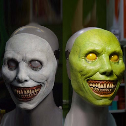 

Creepy Halloween Mask Smile Demon Horror Mask Evil Cosplay Props Headgear Dress Up Party Costume Accessories Gift Cos Smile Exorcist White Eye Funny Latex Half Face Headgear Halloween Horror Mask