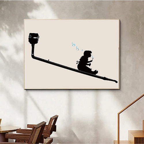 

Handmade Hand Painted Oil Painting Wall Art Modern Abstract Black Seesaw Painting Home Decoration Decor Rolled Canvas No Frame Unstretched