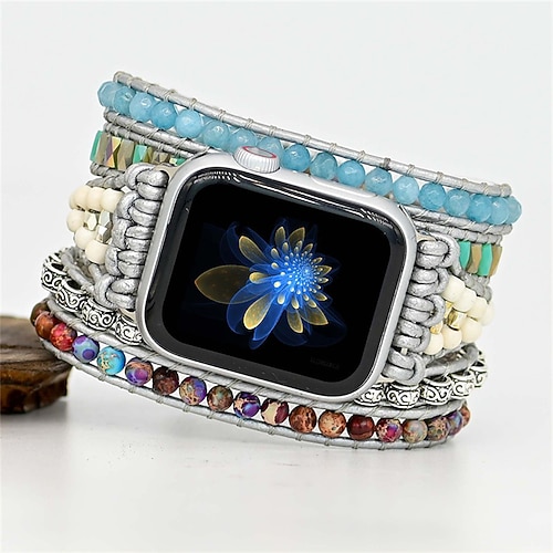 

1PC Smart Watch Band Compatible with Apple iWatch Series 8 7 6 5 4 3 2 1 SE Handmade Braided Rope for iWatch Smartwatch Strap Wristband Fabric Beaded Handmade Adjustable Braided