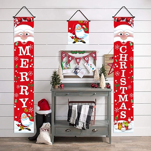 

1 set Christmas Word / Phrase Tree Reindeer Banner Garland for Gift Decoration Party 70.911.8 inch Fabric