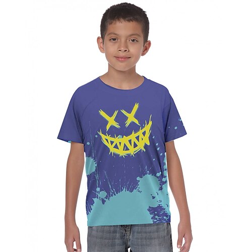 

Kids Boys T shirt Tee Short Sleeve 3D Print Graphic Crewneck Purple Children Tops Fall Winter Fashion Cool Daily Outdoor Regular Fit 4-12 Years
