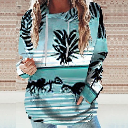 

Women's Hoodie SweatshirtBlue Graphic Sports Long Sleeve 3XL