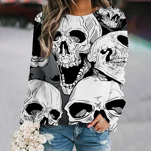 

Women's Sweatshirt Pullover Skull Butterfly Print Daily Sports 3D Print Active Streetwear Hoodies Sweatshirts/3D Print