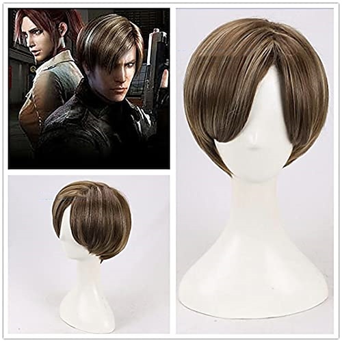 

Cosplay Stars Raccoon Police Dep Leon Scott Kennedy Wig Brown Short Hair Role Play Costumes Wig