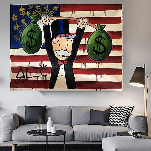 

Handmade Hand Painted Oil Painting Wall Street Art Modern Abstract Alec Monopoly Painting Home Decoration Decor Rolled Canvas No Frame Unstretched