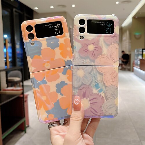 

Phone Case For Samsung Galaxy Flip Z Flip 3 Portable Flip Flower PC