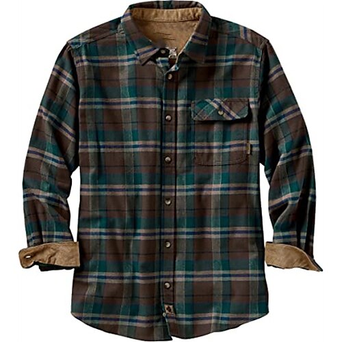 

Men's Flannel Shirt Shirt Jacket Shacket Plaid / Check Turndown WhiteRed Green Wine Navy Blue Green / White Print Street Daily Long Sleeve Button-Down Clothing Apparel Fashion Casual Comfortable