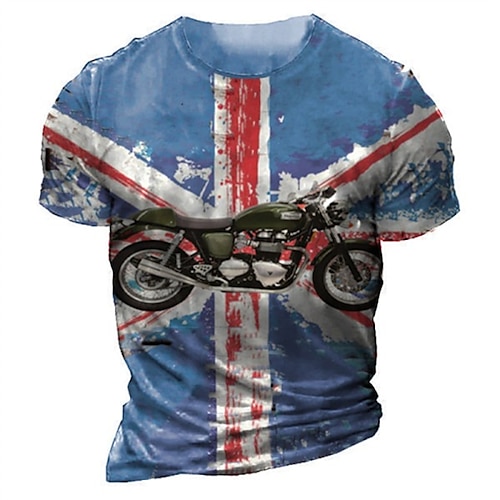 

Men's Unisex T shirt Tee 3D Print Graphic Prints Motorcycle Crew Neck Street Daily Print Short Sleeve Tops Casual Big and Tall Sports Blue / Summer / Summer