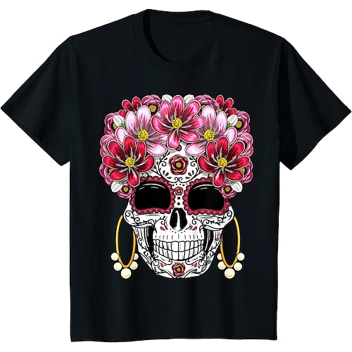 

Inspired by Sugar Skull Mexican T-shirt Cartoon Manga Anime Mexico Independence Day Day of the Dead T-shirt For Men's Women's Unisex Adults' Hot Stamping 100% Polyester