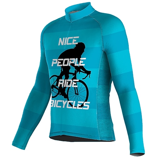 

21Grams Men's Cycling Jersey Long Sleeve Bike Top with 3 Rear Pockets Mountain Bike MTB Road Bike Cycling Breathable Quick Dry Moisture Wicking Reflective Strips Blue Graphic Polyester Spandex Sports