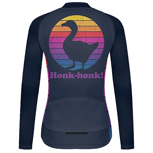 

21Grams Women's Cycling Jersey Long Sleeve Bike Top with 3 Rear Pockets Mountain Bike MTB Road Bike Cycling Breathable Quick Dry Moisture Wicking Black Honk Your Horn Animal Spandex Polyester Sports