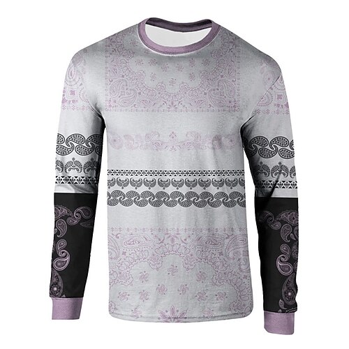 

Men's Unisex T shirt Tee 3D Print Tribal Graphic Prints Crew Neck Street Daily Print Long Sleeve Tops Basic Casual Big and Tall Sports Gray