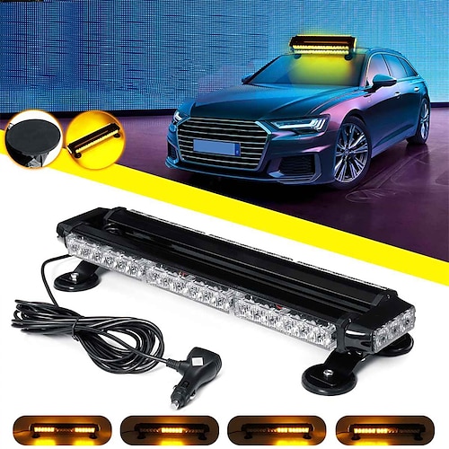 

OTOLAMPARA 21 Inches 42W 4 LED Side Car Roof Advisor Beacon Strobe Flashing Security Warning Light Bar Emergency Light Magnetic 7 Flash Patterns Amber Warning Lightness 1PCS