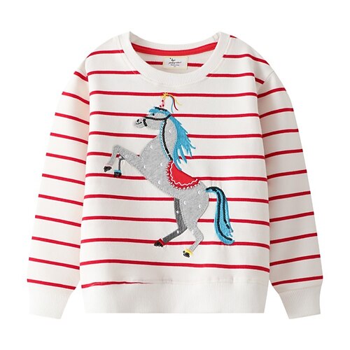 

Kids Girls' Sweatshirt Stripe Daily Long Sleeve Fashion Cotton 3-6 Years Winter Red