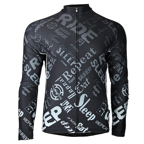 

21Grams Men's Cycling Jersey Long Sleeve Bike Top with 3 Rear Pockets Mountain Bike MTB Road Bike Cycling Breathable Quick Dry Moisture Wicking Reflective Strips Black Polyester Spandex Sports