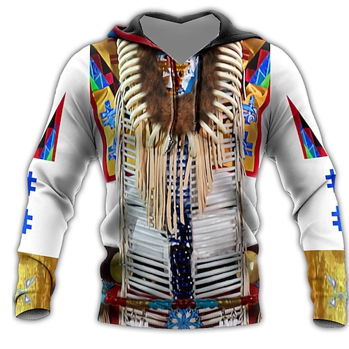 

Men's Unisex Pullover Hoodie Sweatshirt White Hooded Tribal Graphic Prints Print Daily Sports 3D Print Streetwear Designer Casual Spring & Fall Clothing Apparel Hoodies Sweatshirts Long Sleeve