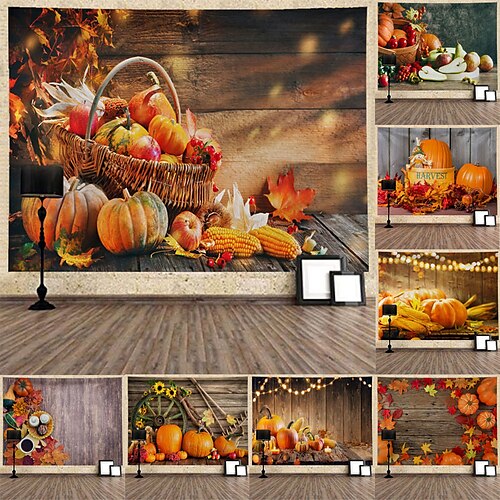 

Fall Harvest Wall Tapestry Art Decor Blanket Curtain Hanging Home Bedroom Living Room Decoration Polyester