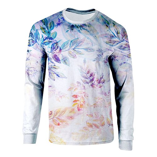 

Men's Unisex T shirt Tee 3D Print Graphic Prints Coconut Tree Crew Neck Street Daily Print Long Sleeve Tops Basic Casual Big and Tall Sports White