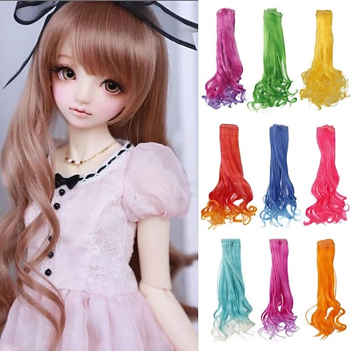 

Doll Accessories Curly Hair Synthetic Fiber Wig Hair High Temperature Fiber Imitation Wool Roll Doll Hair for DIY 1/3 1/4 1/6 BJD SD Doll Wigs