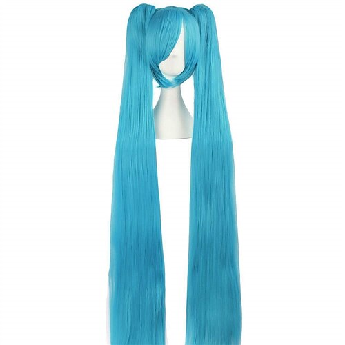 

vocaloid blå 2 hestehaler lige lang festkostume 120 cm cosplay parykker