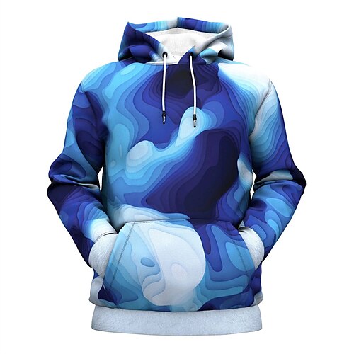 

Men's Unisex Pullover Hoodie Sweatshirt Blue Hooded Geometric Graphic Prints Print Daily Sports 3D Print Boho Streetwear Designer Spring & Fall Clothing Apparel Hoodies Sweatshirts Long Sleeve