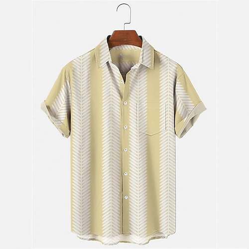 

Men's Seersucker Shirt Striped Turndown Light Yellow Light Green Light Blue Print Daily Holiday Short Sleeve Button-Down Clothing Apparel Fashion Lightweight Casual Comfortable / Summer / Summer