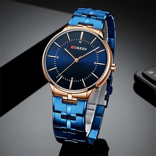 

CURREN Quartz Watch for Men Analog Quartz Stylish Stylish Big Face Waterproof Large Dial Alloy Stainless Steel Fashion