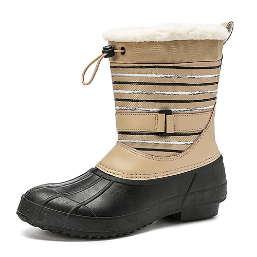 

Damen Stiefel Schneestiefel Übergrössen Outdoor Stiefel mit mittlerer Wade Winter Flacher Absatz Runde Zehe Sport Casual Klassisch Wanderschuhe PU Leder Gummiband Farbblock Schwarz Khaki Grau