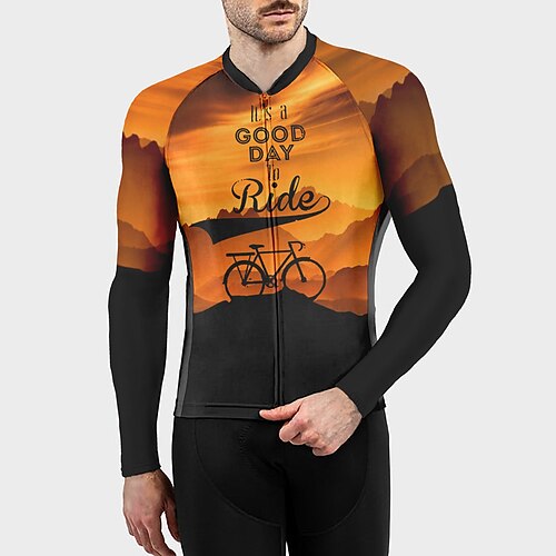 

21Grams Men's Cycling Jersey Long Sleeve Bike Top with 3 Rear Pockets Mountain Bike MTB Road Bike Cycling Breathable Quick Dry Moisture Wicking Reflective Strips Green Purple Yellow 3D Polyester