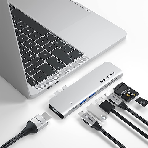 

LENTION USB 3.1 USB C Hubs 7 Ports High Speed with Card Reader(s) USB Hub with HDMI 2.0 HDMI PD 3.0 Power Delivery For Laptop Smart TV Smartphone